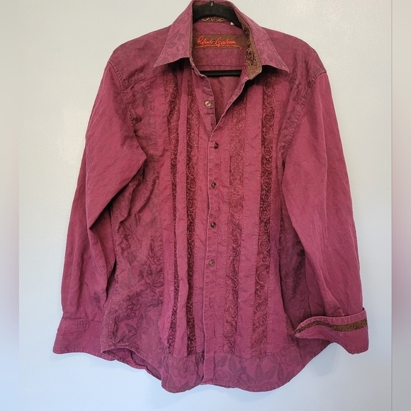 Robert Graham Other - Robert Graham Men's Embroidered Paisley Floral Textured Fabric XL Purple